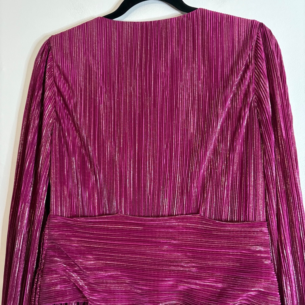 LILLY PULITZER Jessamie Long Sleeve Foil Printed Crinkle Woven Dress Sz 8 - Picture 8 of 8
